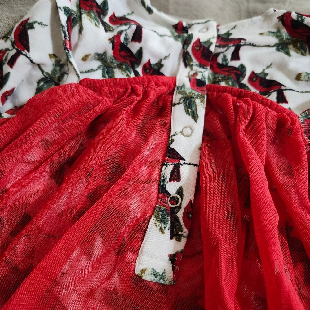 NEW Kate Quinn Little Cardinal Long Sleeve Ballerina Tulle Dress 12-18M Red - Picture 11 of 12